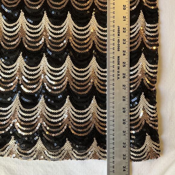 Crystal Doll Women Dress L Black Geometric Sheath Party Sequin Above Knee Length - Picture 8 of 12